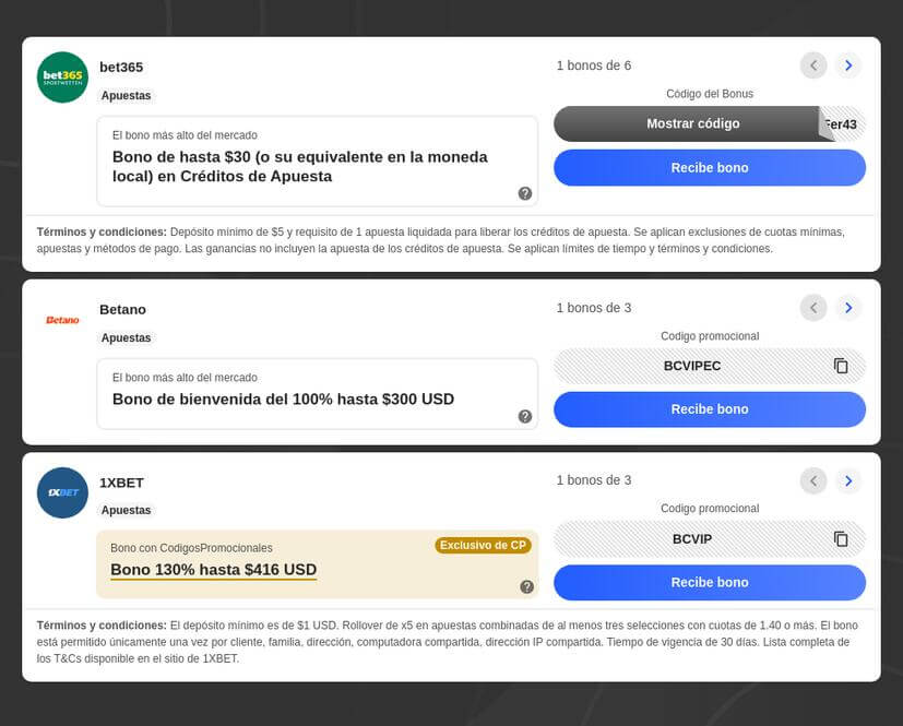 Códigos Promocionales Apuestas y Casinos en Ecuador