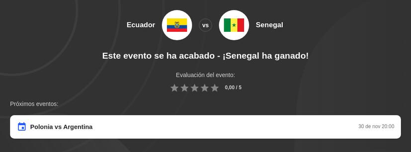 Pronóstico Ecuador vs Senegal