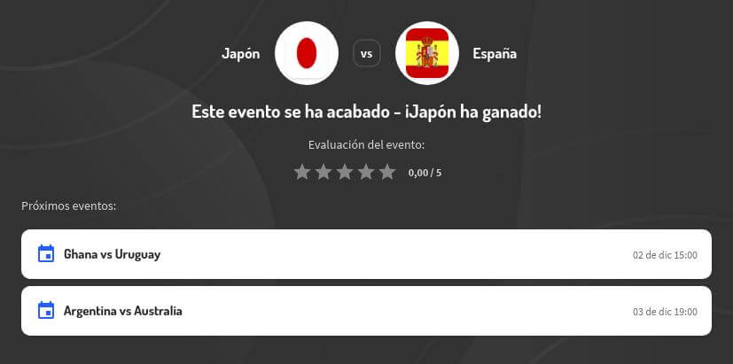 Pronóstico Japón vs España