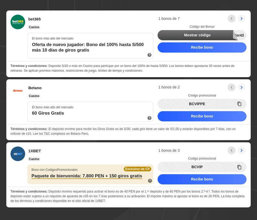 Mejores casinos online en Perú