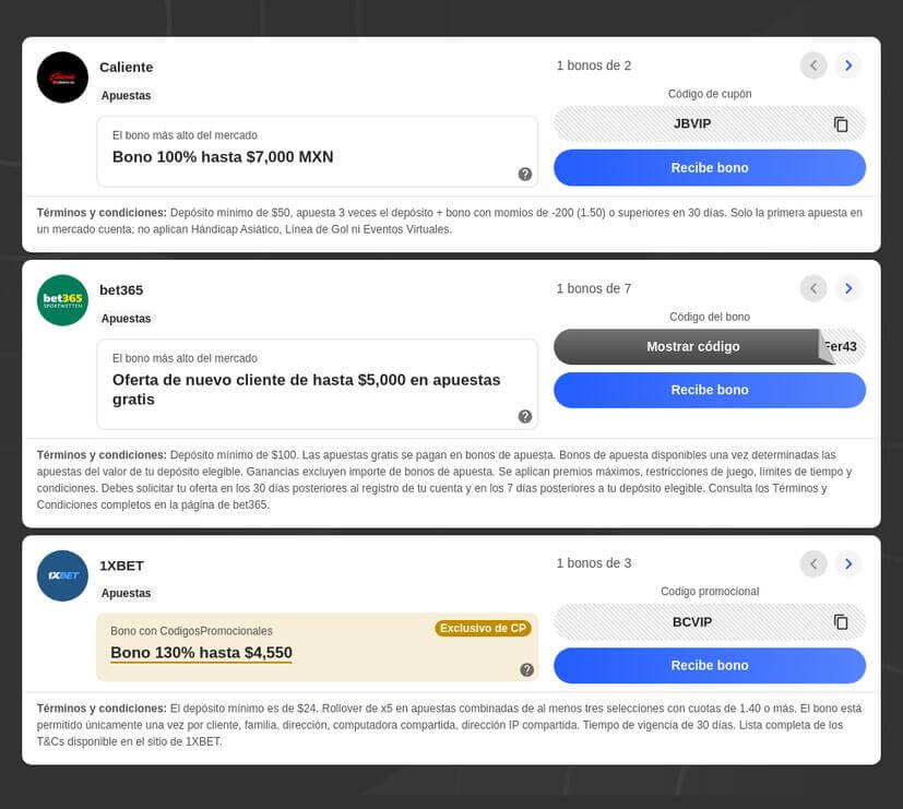 Códigos promocionales para apostar en Liga MX