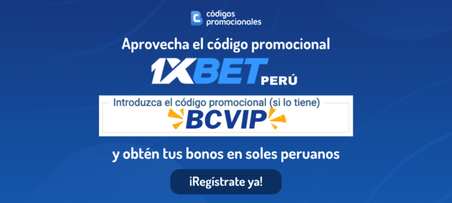 registro código de bono 1XBET Perú
