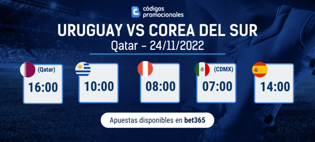 apostar Uruguay vs Corea del Sur Qatar bet365 