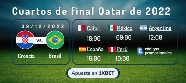 Qatar cuartos de final apostar en vivo online Croacia vs Brasil