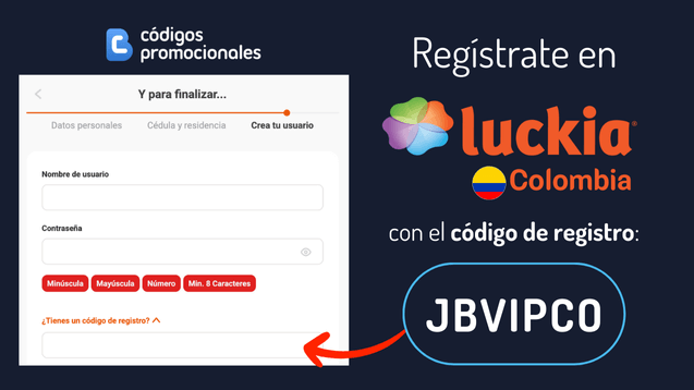 luckia colombia registro codigo promocional