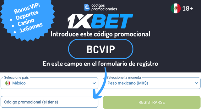 1XBET código promocional México