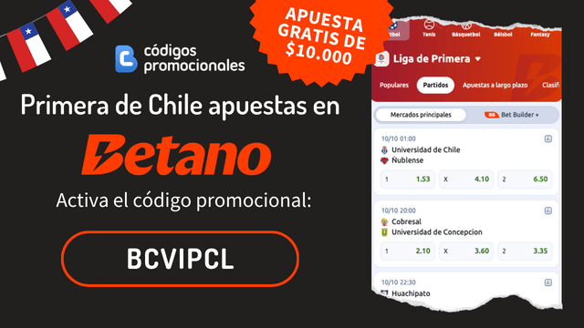 apuestas fútbol primera de chile código promocional 2026